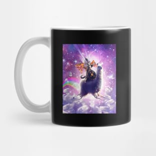 Lazer Warrior Space Cat Riding Llama Eating Pizza Mug